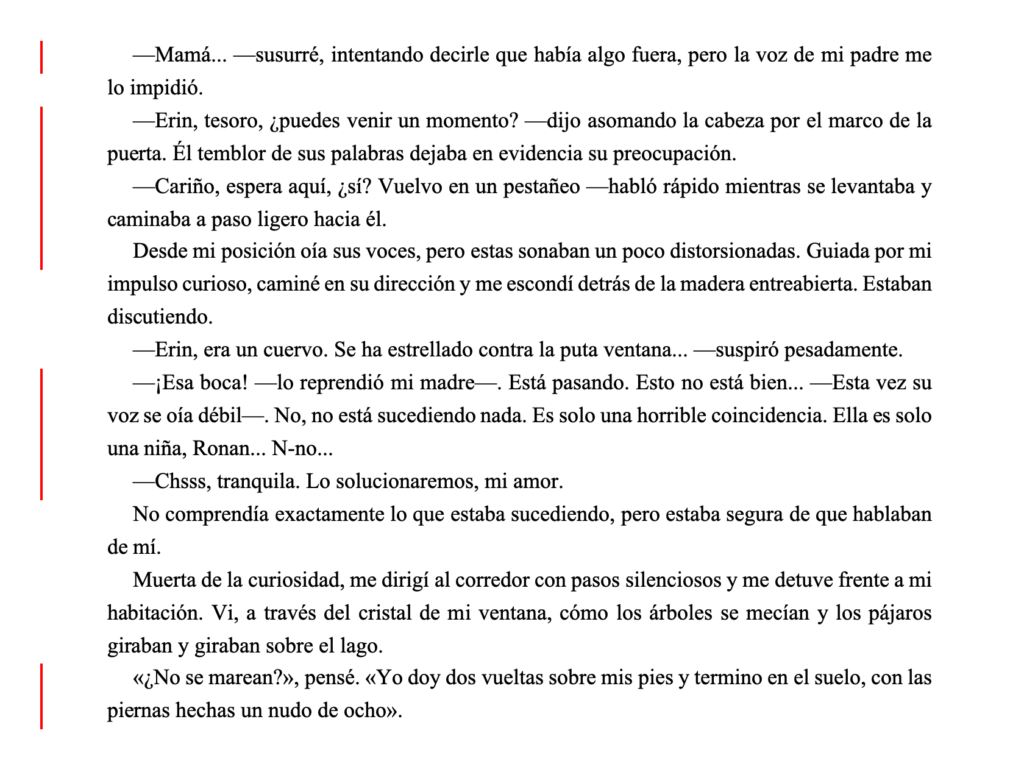 alt="Captura del texto final tras la corrección de estilo, donde se ha pulido el manuscrito para mejorar en el ritmo narrativo, eliminar repeticiones y conseguir una estructura más fluida para el lector."
