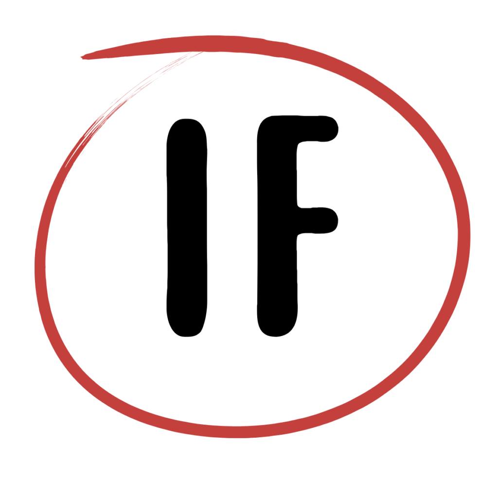 alt="Sello de autor con las iniciales IF en negro dentro de un círculo rojo."